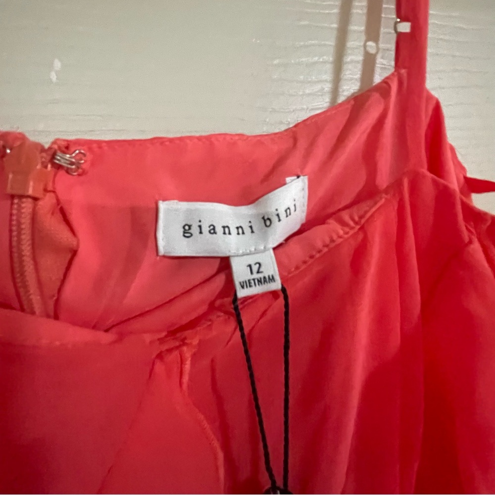 Gianni Bini NWT Taylor Chiffon Coral Watermelon Ruffle Dress Spaghetti Straps 12 - Picture 15 of 16